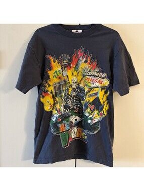 Warren Lotas Las Vegas Is Burning T-Shirt Charcoal Black Graphic Heavyweight S
